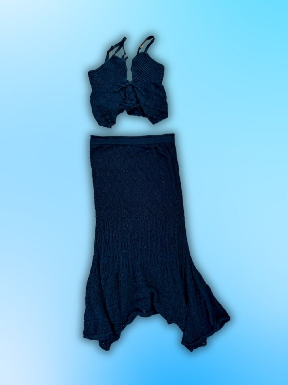 [DOLLS KILL] Black Secret Affection Crochet Skirt Set